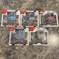 5x Lot Pokemon 3 Pack Blister - SV Base, Paldea, Stellar, Paradox, Twilight - Image 1