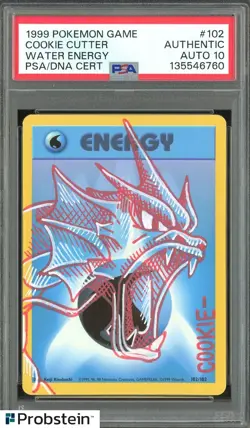 Cookie Cutter Signed Sketched Gyarados 1999 Pokemon Water Energy PSA/DNA AUTO 10 - Image 1