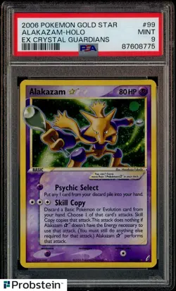 2006 POKEMON EX CRYSTAL GUARDIANS GOLD STAR #99 ALAKAZAM-HOLO PSA 9 MINT - Image 1