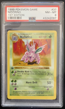 Pokemon PSA 8 1st Edition Shadowless Nidorino 37/102 Base Set - Image 1