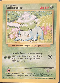 Bulbasaur - 44/102 - Common - Unlimited - Base Set - Pokemon - Image 1