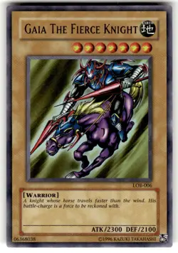 YuGiOh Gaia The Fierce Knight LOB-006 Ultra Rare Unl. Original 2002 NM - Image 1
