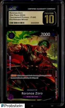 2024 One Piece Tour. Promo P-045 Roronoa Zoro Pre-Release Winner CGC 10 PRISTINE - Image 1