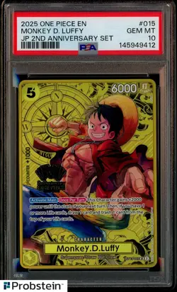 2025 One Piece EN JP 2nd Anniversary Set #015 Monkey D. Luffy PSA 10 GEM MINT - Image 1