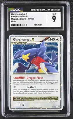 CGC 9 MINT Garchomp LV.X 2008 Majestic Dawn 97/100 Holo SWIRL Pokemon Card - Image 1