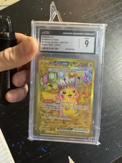 Pokemon Pikachu EX Surging Sparks 2024 SSP Secret Holo Card TCG 247/191 CGC 9 - Image 2