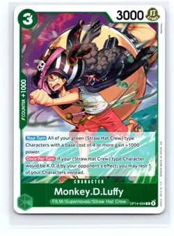 Monkey.D.Luffy OP14-034 Holo Foil Rare Luffy One Piece TCG Game Card - Image 1