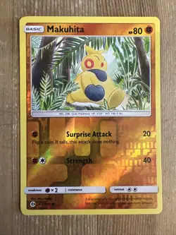 Pokemon TCG Makuhita Sun & Moon Base Set 67/149 Reverse Holo Common VLP - Image 1
