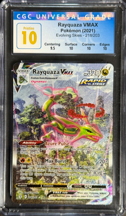 Pokemon Rayquaza VMAX 2021 Evolving Skies 218/203 SR Holo CGC PRISTINE 10 - Image 1