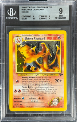 Pokemon Blaine's Charizard (2000) Gym Challenge Unlimited Holo R BGS 9 - Image 1