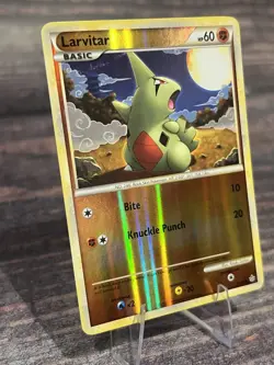 Pokemon TCG Larvitar Reverse Holo Common Card 51/95 Unleashed Series LP - Image 2