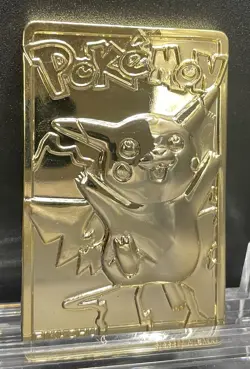 1999 Pokemon 23K Gold-Plated Burger King Metal Pikachu Card - Image 1