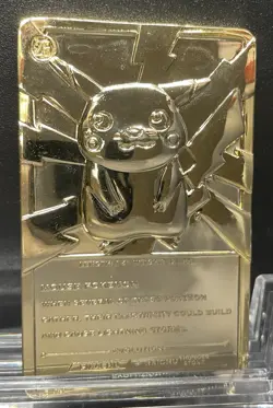 1999 Pokemon 23K Gold-Plated Burger King Metal Pikachu Card - Image 3