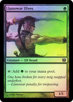 Magic MtG: *FOIL* Llanowar Elves (9th Edition / 9ED), LP / SP - Image 1