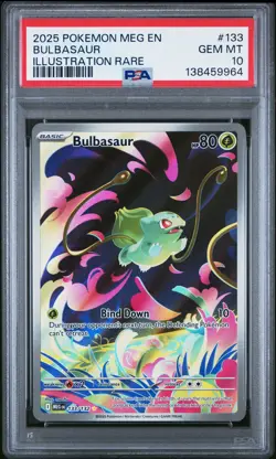2025 POKEMON MEG EN-MEGA EVOLUTION ILLUSTRATION RARE #133 BULBASAUR PSA 10 - Image 1