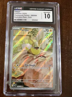 Pokemon Yamper Phantasmal Flames Illustration Rare #099 CGC 10 Gem Mint Holo - Image 1