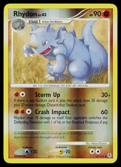 Pokemon Card - Rhydon Diamond and Pearl 60/130 Uncommon Reverse Holo - Image 1