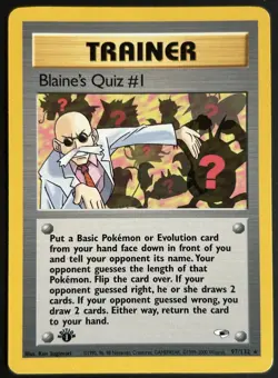Pokemon TCG Blaine's Quiz #1 97/132 Gym Challenge 1st Edition LP - Image 1