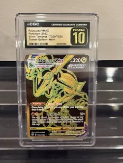 2022 POKEMON RAYQUAZA CGC PRISTINE 10 SILVER TEMPEST TRAINER GALLERY HOLO TG29 - Image 1