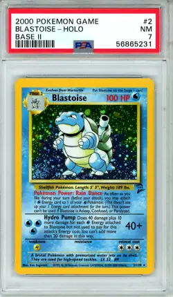 2000 Pokemon Game Base II Blastoise #2 Holo PSA 7 NEAR MINT *SWIRL* - Image 1