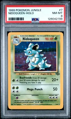 NIDOQUEEN 1999 Pokemon Jungle Holo #7 - PSA 8 - Image 1