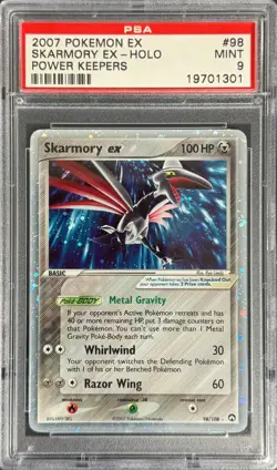 POKEMON 2007 SKARMORY EX-HOLO EX POWER KEEPERS #98 PSA 9 - EDGE SWIRL! - Image 1