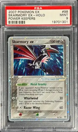 POKEMON 2007 SKARMORY EX-HOLO EX POWER KEEPERS #98 PSA 9 - EDGE SWIRL! - Image 5