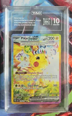 Pokemon Pikachu ex Surging Sparks Special Illustration Rare #238 TAG 10 Gem Mint - Image 1