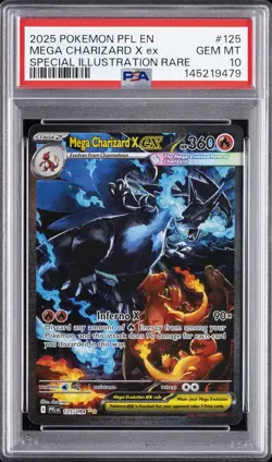 2025 POKEMON PFL EN-PHANTASMAL FLAMES #125 MEGA CHARIZARD X EX PSA 10 - Image 1