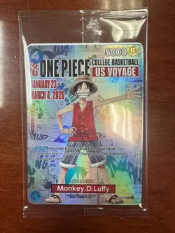 One Piece Monkey.D.Luffy College Basketball US Voyage P-055 Gonzaga Promo Sealed - Image 1