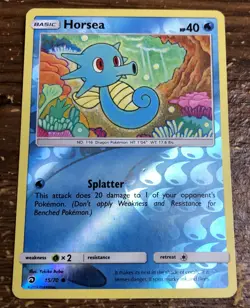 Pokemon Card Horsea 15/70 Dragon Majesty Reverse Holo 2018 - Image 1