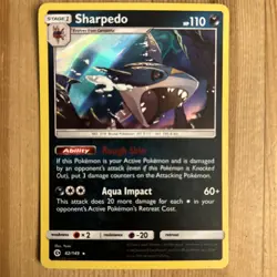 Pokemon Sun & Moon Base Sharpedo Holo Rare Card 82/149 NM - Image 1