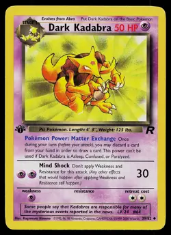 Pokemon Card - Dark Kadabra Team Rocket 39/82 Uncommon 1st Edition - Image 1