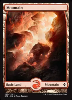 1x Mountain (265) (Full Art) - Foil NM-Mint, English Battle for Zendikar MTG Mag - Image 1