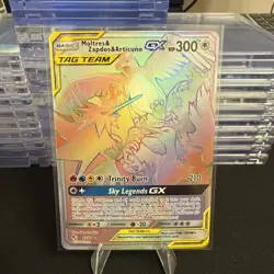 Pokemon Moltres & Zapdos & Articuno GX 69/68 Tag Team Hidden Fates Rainbow Mint - Image 1