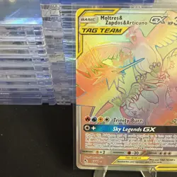 Pokemon Moltres & Zapdos & Articuno GX 69/68 Tag Team Hidden Fates Rainbow Mint - Image 2