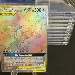Pokemon Moltres & Zapdos & Articuno GX 69/68 Tag Team Hidden Fates Rainbow Mint - Image 3