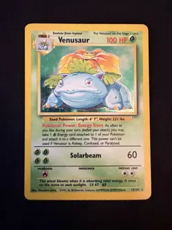 Pokemon Venusaur Base Set Holo Rare 15/102 LP Condition - Image 1