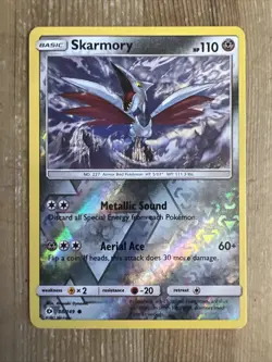 Pokemon TCG Skarmory Sun & Moon Base Set 88/149 Reverse Holo Common LP - Image 1