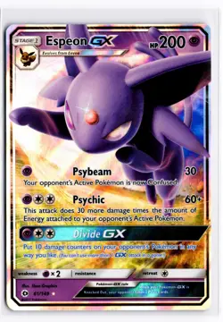 2017 TCG Pokemon #61 Espeon GX 61/149 Holo Ultra Rare Sun & Moon - Image 1