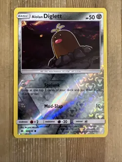 Pokemon TCG Alolan Diglett Sun & Moon Base Set 86/149 Reverse Holo Common VLP - Image 1