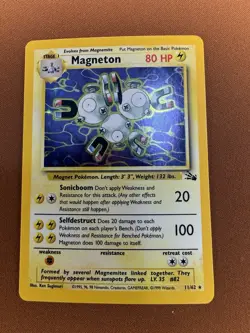 Pokemon Magneton Fossil 11/62 Holo Rare 1999 English TCG - Image 1
