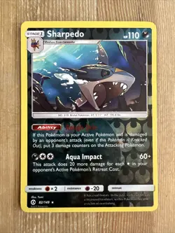 Pokemon TCG Sharpedo Sun & Moon Base Set 82/149 Reverse Holo Rare VLP - Image 1