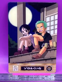 Roronoa Zoro Kuina 21 One Piece King of Pirates Gummy Card 2002 BANDAI #166 - Image 3