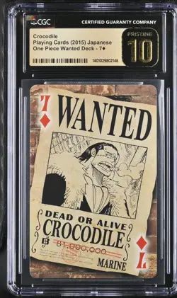 2015 ONE PIECE WANTED POSTER PLAYING CARDS 7 OF DIAMONDS CROCODILE CGC Pristine - Image 1