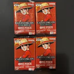 4x English One Piece CCG: Carrying On His Will Sleeved Booster Pack OP-13 - Image 1