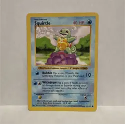Pokemon Squirtle 40 HP 63/102 Base Set Common Shadowless TCG Card - Image 1