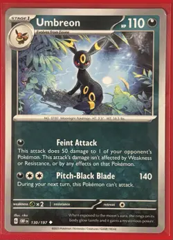 Umbreon 130/197 Pokemon Sv03: Obsidian Flames Uncommon Card - Image 1