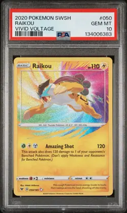 Pokemon Vivid Voltage Raikou Card 050/185 Amazing Rare Psa 10 - Image 1