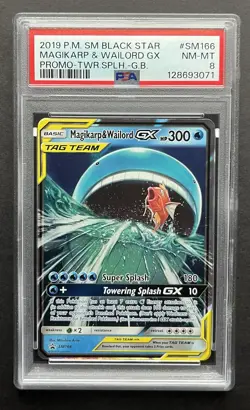 PSA 8 Magikarp & Wailord Gx #SM166 2019 Pokemon Sm Black Star Promo - Image 1